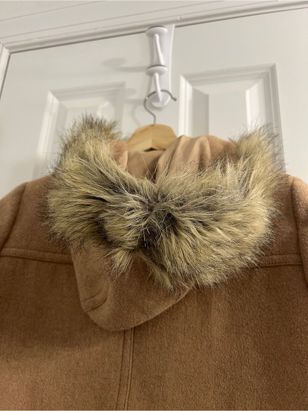 J. Crew Wool Blend Camel Hooded Coat- Size 2 - Picture 4 of 15